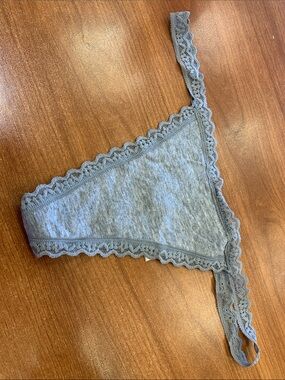 Victoria's Secret Light Gray Lace-Trim V-String